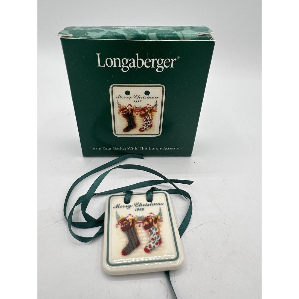 🎄 Longaberger 1998 "Merry Christmas" Tie‑On • Holiday Accent 🎄
